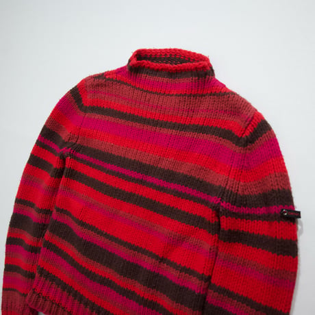 DKNY JEANS MultiBorder Acrylic×Wool HighNeck Knit