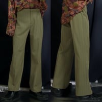 Late90s~Early00s Italy made Rayon Chalk Stripes Center Crease Flare Boots Cut Slacks