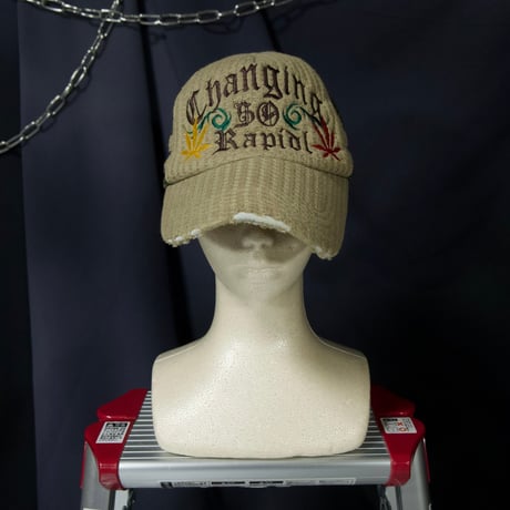 “2000s Spice” Fraktur Tribal Marijuana Embroidery Crush Hemp Mesh Cap