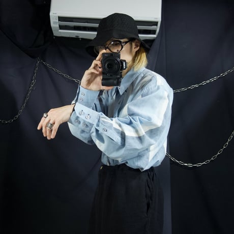 90s~00s FUSAI Jeans “ItalianDetail×HipHop” Ramie×Cotton Chambray Multi Striped L/S Shirts