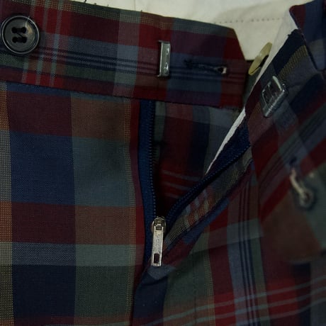 80s~90s Euro Deadstock Tartancheck 2tuck Wide Slacks Pants