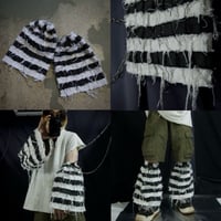 GYAKU_SOU All Hand Sewing  Denim Leg&Arm Warmers Prisoner Borders