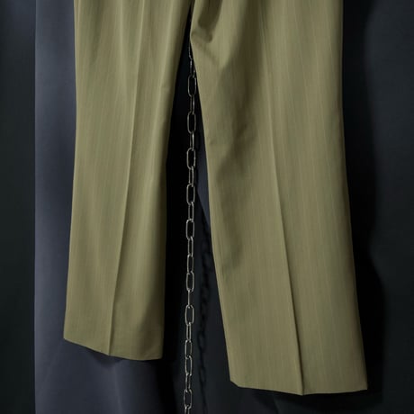 Late90s~Early00s Italy made Rayon Chalk Stripes Center Crease Flare Boots Cut Slacks