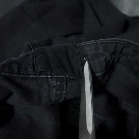 USED Multi Pockets Loose Tapered Piece Dyed Black Cotton Pants