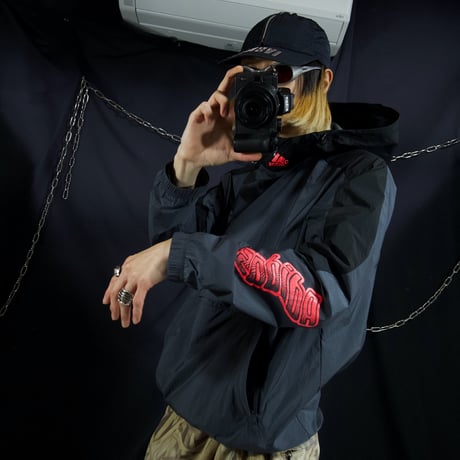 10s Adidas HighNeck Deformation Diagonal Zipper Nylon Anorak Jacket/Mountain Hoodie