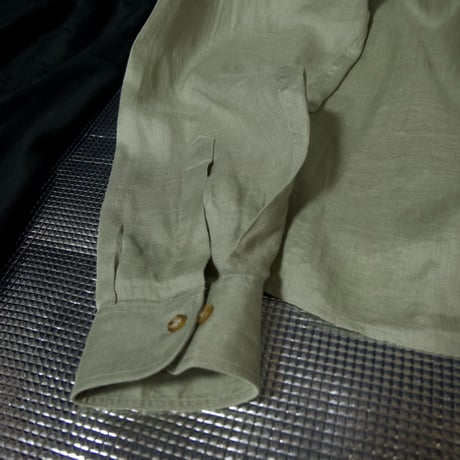 90s MONDO Italy made Linen 100% Fly Front Light Sage Green Design L/S Shirts