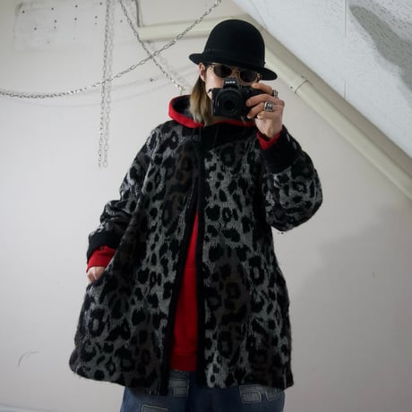 80s J.M Joss Leopard Patterns Oversized Mohair Cardigan