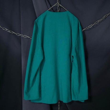 90s USA made NortonMcNaughton Rayon Turquoise Green Collarless Tailored Jacket