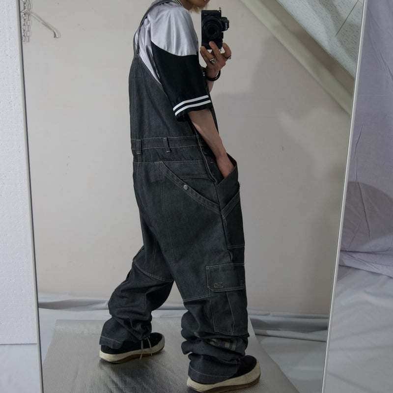 ロデオ 様　　　ブラックフレイム デニム つなぎ スカル y2k 15 1/2 ロデオ 様 ブラックフレイム デニム つなぎ スカル y2k 15 1/2