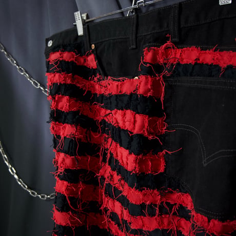GYAKU_SOU All Hand Sewing  Denim Prisoner Borders Baggy Shorts