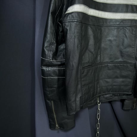 WILSONS LEATHER Biker/Racing type Side&Center Line Leather Single Riders Jacket