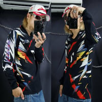 90s DESCENTE V-Neck Geometry Full Graphic L/S Game Shirts