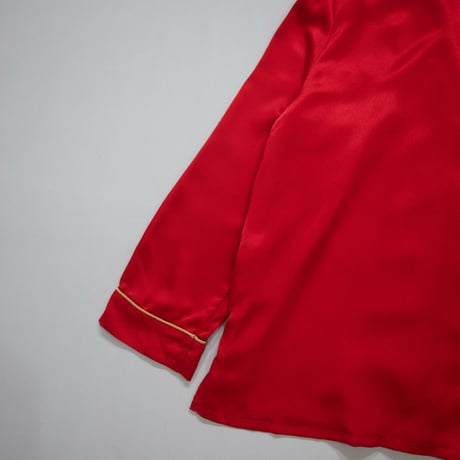 “Grunge Spice” LineaDonatella Shiny Satin Emblem Embroidery L/S Pajama Shirt
