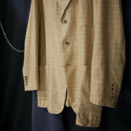 PAL ZILERI Italy made “Modern” Glen Check Silk×Linen×Wool Quarter Lined Tailored Jacket