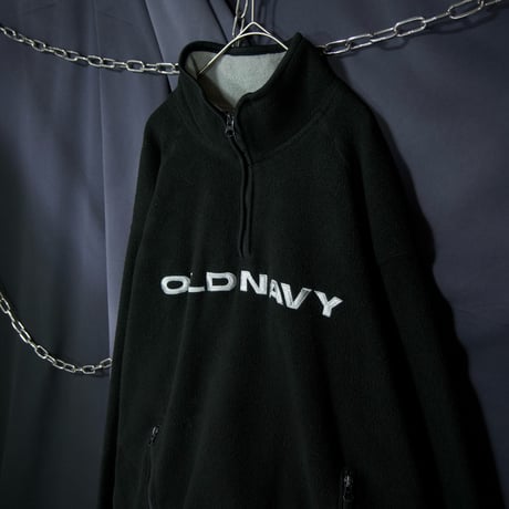 00s c2002 OLDNAVY Silver Embroidery Halfzip Pullover Fleece Jacket