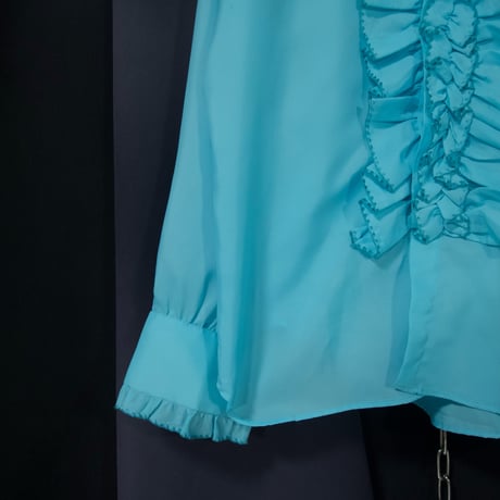 L&M Fashions Turquoise Blue Twill L/S Frills Shirts