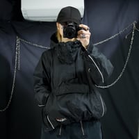 USED Snowboard Padding Puff Short Length Box Silhouette Nylon Anorak Jacket/Mountain Hoodie
