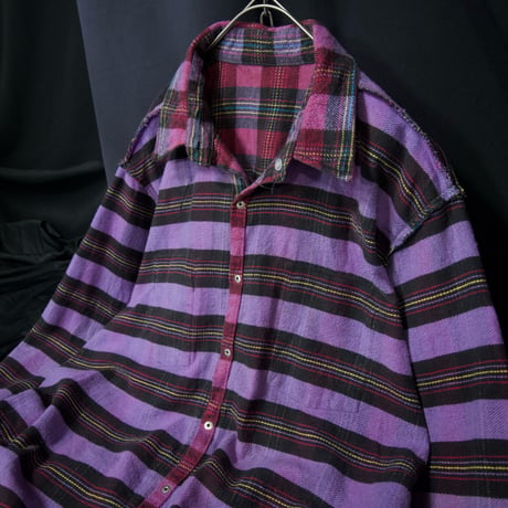 80s USAmade SADDLEKING HeavyWeight Flannel FakeReversible MexicanBorder TartanCheck WesternShirts