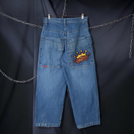 JNCO Wash Blue Embroidery Baggy Denim
