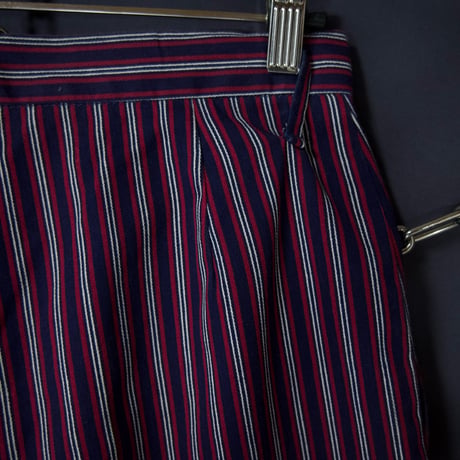 90s USA made School Color Multi Stripe 2Tuck Wide Slacks Shorts