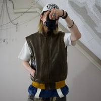 England made Suede Switching HighNeck Leather Vest