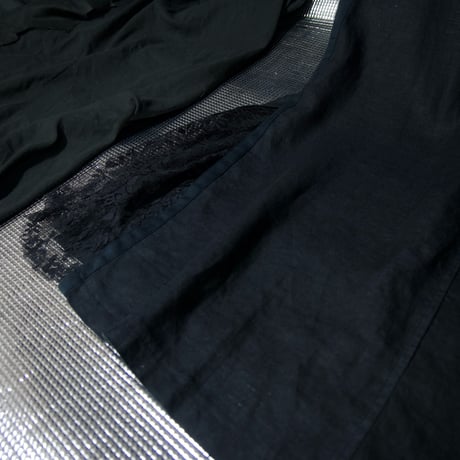 ELVA CAVALETTI Italy Made Black Linen Side Flower Lace Flare Skirt