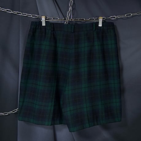 90s SAG HARBOR Black Watch Tartan Check 2tuck Wide Shorts