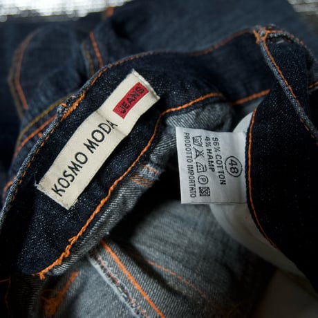 KOSMO MODA (K&M Jeans) Stitched Switching Zipper Gimmick Wash Baggy Denim