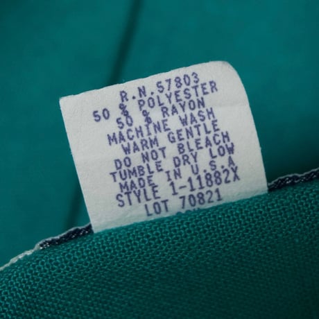 90s USA made NortonMcNaughton Rayon Turquoise Green Collarless Tailored Jacket