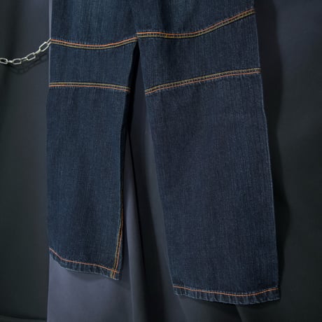 KOSMO MODA (K&M Jeans) Stitched Switching Zipper Gimmick Wash Baggy Denim