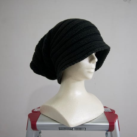 USED Ribbed Long Balloon Knit Cap