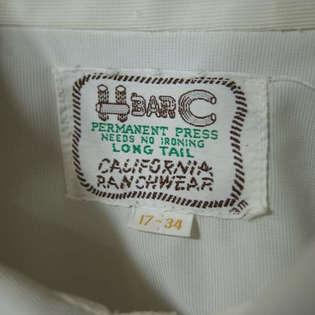 70s USA made H BAR C Popeline Blank Western L/S Shirts