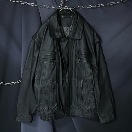 C&A Nappa Pig Leather 2way Detachable Bomber Sports Jacket