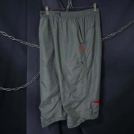 00s c2006 Adidas Irregular Three Line 3D Silhouette Gimmick Cropped Parachute Pants