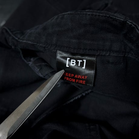 USED Multi Pockets Loose Tapered Piece Dyed Black Cotton Pants