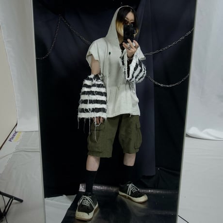 GYAKU_SOU All Hand Sewing  Denim Leg&Arm Warmers Prisoner Borders