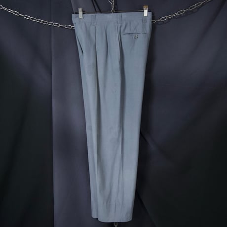 gBocchese Italy made grayish blue 2Tuck Center Crease Silk100% Tapered Slacks