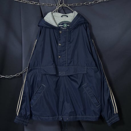 90s~00s GAP VARSITY CLASSIC Half Zip Sideline Nylon Pullover Hoodie Jacket