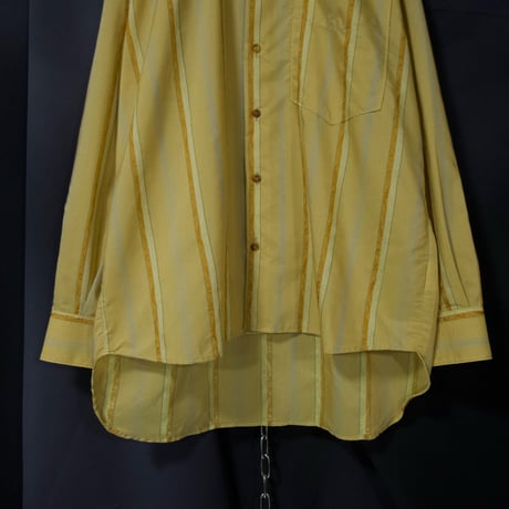 c1990~ Deadstock PINGPONG Italy made Multi Stripe Lily Embroidery Rayon L/S Shirts