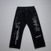 USED Skull&Proberbs Design Denim Baggy Pants