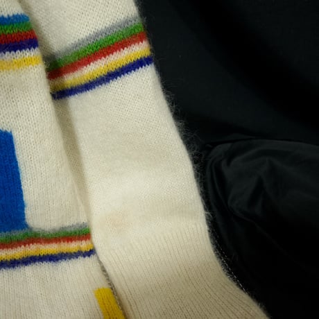 80s Yamamoto Kansai Multi Colors Borders Geometric Patterns Turtle Neck Mohair Knit Sweater