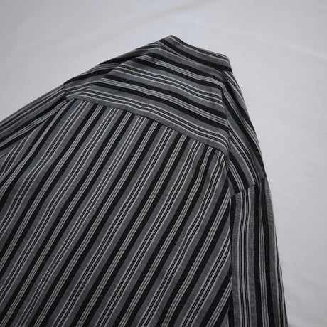 USED “Punk Spice” Monotone Stripe Band Collar Rayon L/S Shirts