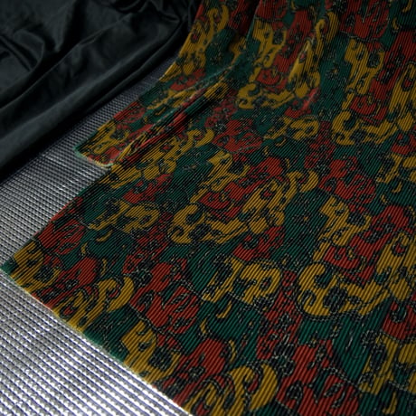 USED Botanical (Tribal&Lily&Fire) Raster Color Full Graphic Pleats Dress L/S Tee