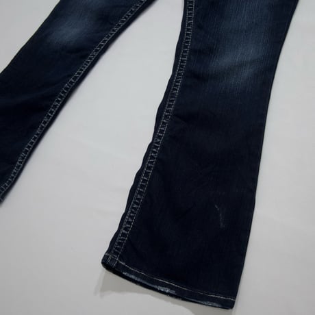 Deadstock Silver JEANS Washing&Damage Embroidery Flare Denim