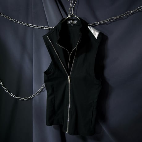 LIP SERVICE Deformation Zipper Gimmick Silver Foil Switching Riders Denim Vest