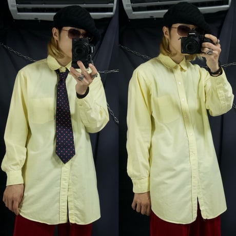 “Formal Punk Style” 90s Eagle USA made Oxford Cotton Peter Pan Round Collar L/S Tapered Shirts