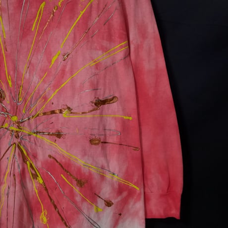 90s USA made Anvil Radial Splatter 3D Painting Tie Dye Long Length L/S Tee Dress