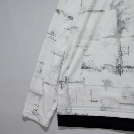 Semanticdesign V-Neck Fake Layered Decadent Graphics Rayon Long T-Shirts
