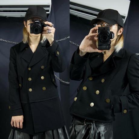 USED 2way Short/Medium Huge Gold Bottoms Wool Napoleon Jacket/P Coat