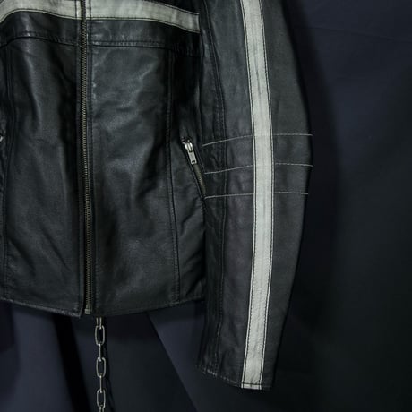 WILSONS LEATHER Biker/Racing type Side&Center Line Leather Single Riders Jacket